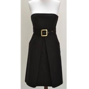 MILLY Obelisk Black Strapless Belted Dress